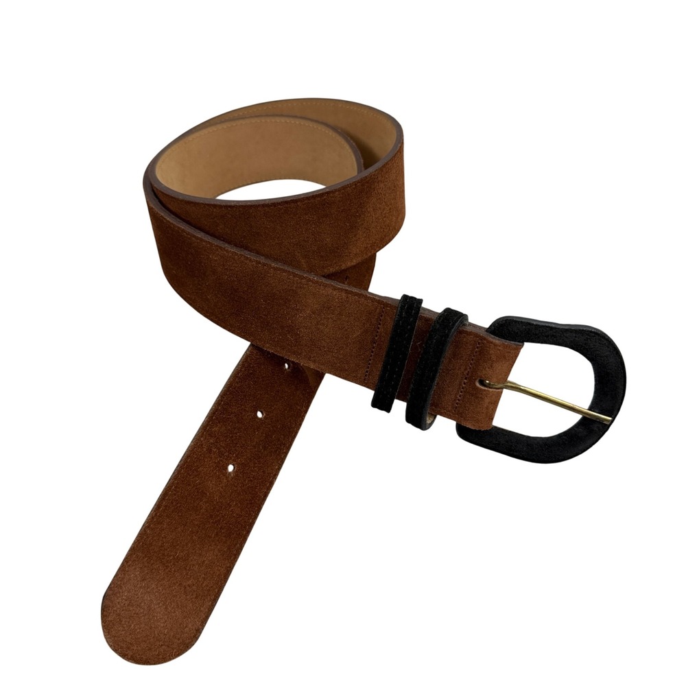 Harken Belt Womens Brown Suede Leather Classic Single Prong Buckle Made in USA